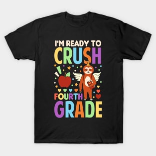 I'm Ready To Crush Fourth Grade Sloth Unicorn Back To School T-Shirt